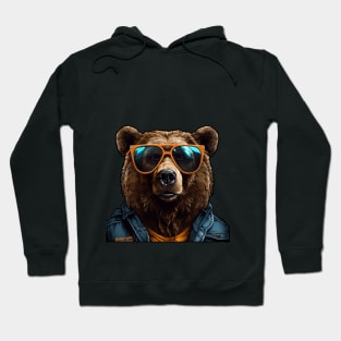 Adorable Bear Wearing a Glasses Hoodie